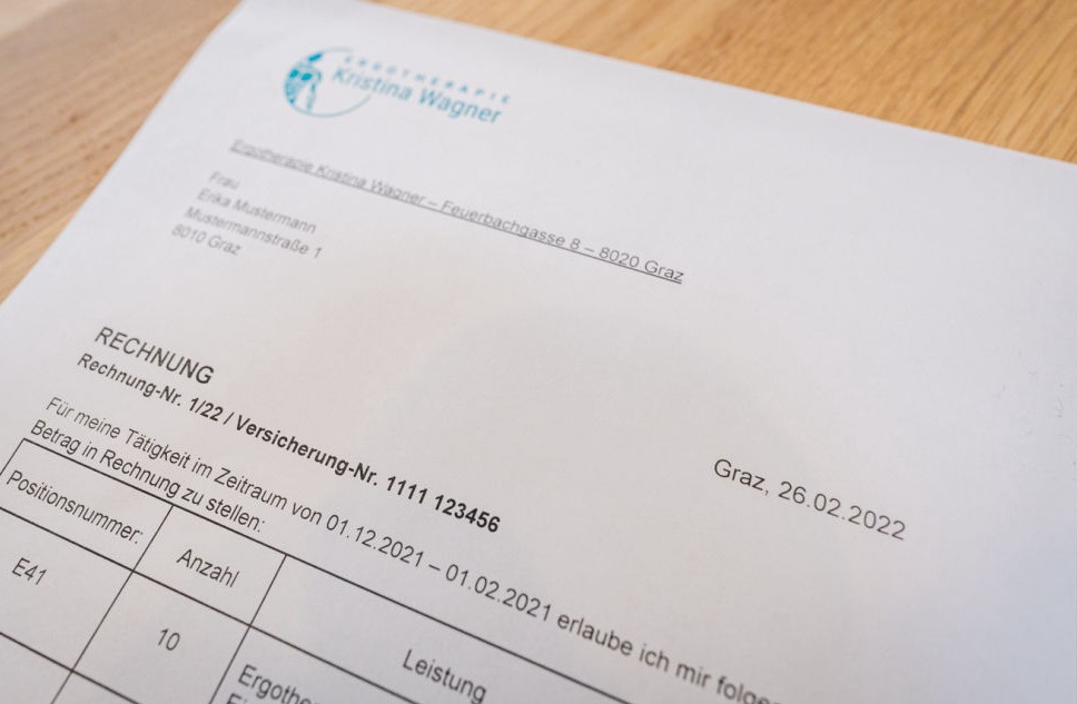 Ergotherapie Honorarnote Rechnung